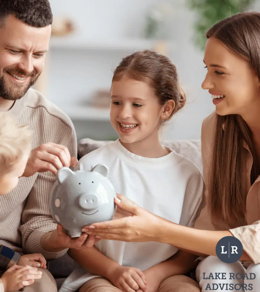 Young family saving money